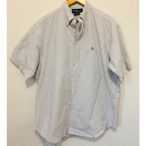 Ralph Lauren Blake Cotton Oxford Blue White Striped L Preppy Classic Academia